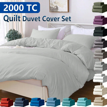 Hotel Soft Microfiber Duvet Cover Set-2000TC Quilt Cover Set & Pillowcases -1 Donna Cover Zipper Closure & 1 x Pillowcases-Breathable Bedding - Wrinkle, Fade, Stain Resistant(Silver-gray,Super King)