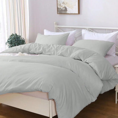 Hotel Soft Microfiber Duvet Cover Set-2000TC Quilt Cover Set & Pillowcases -1 Donna Cover Zipper Closure & 1 x Pillowcases-Breathable Bedding - Wrinkle, Fade, Stain Resistant(Silver-gray,Super King) - Image 2