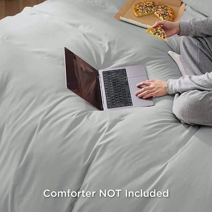 Hotel Soft Microfiber Duvet Cover Set-2000TC Quilt Cover Set & Pillowcases -1 Donna Cover Zipper Closure & 1 x Pillowcases-Breathable Bedding - Wrinkle, Fade, Stain Resistant(Silver-gray,Super King) - Image 4