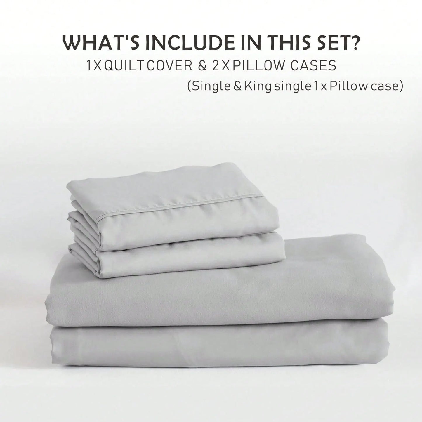 Hotel Soft Microfiber Duvet Cover Set-2000TC Quilt Cover Set & Pillowcases -1 Donna Cover Zipper Closure & 1 x Pillowcases-Breathable Bedding - Wrinkle, Fade, Stain Resistant(Silver-gray,Super King) - Image 5