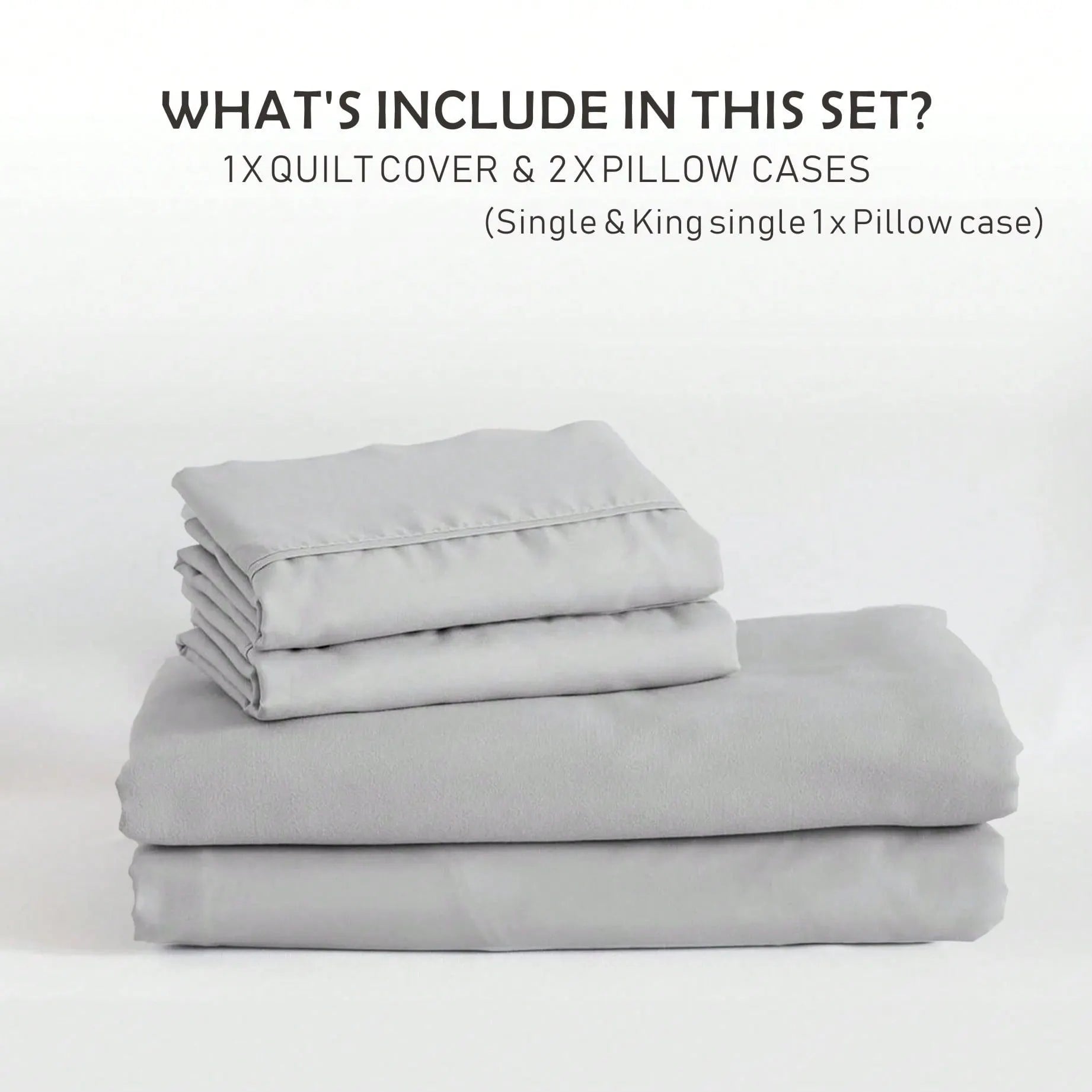 Hotel Soft Microfiber Duvet Cover Set-2000TC Quilt Cover Set & Pillowcases -1 Donna Cover Zipper Closure & 1 x Pillowcases-Breathable Bedding - Wrinkle, Fade, Stain Resistant(Silver-gray,Super King) - Image 5