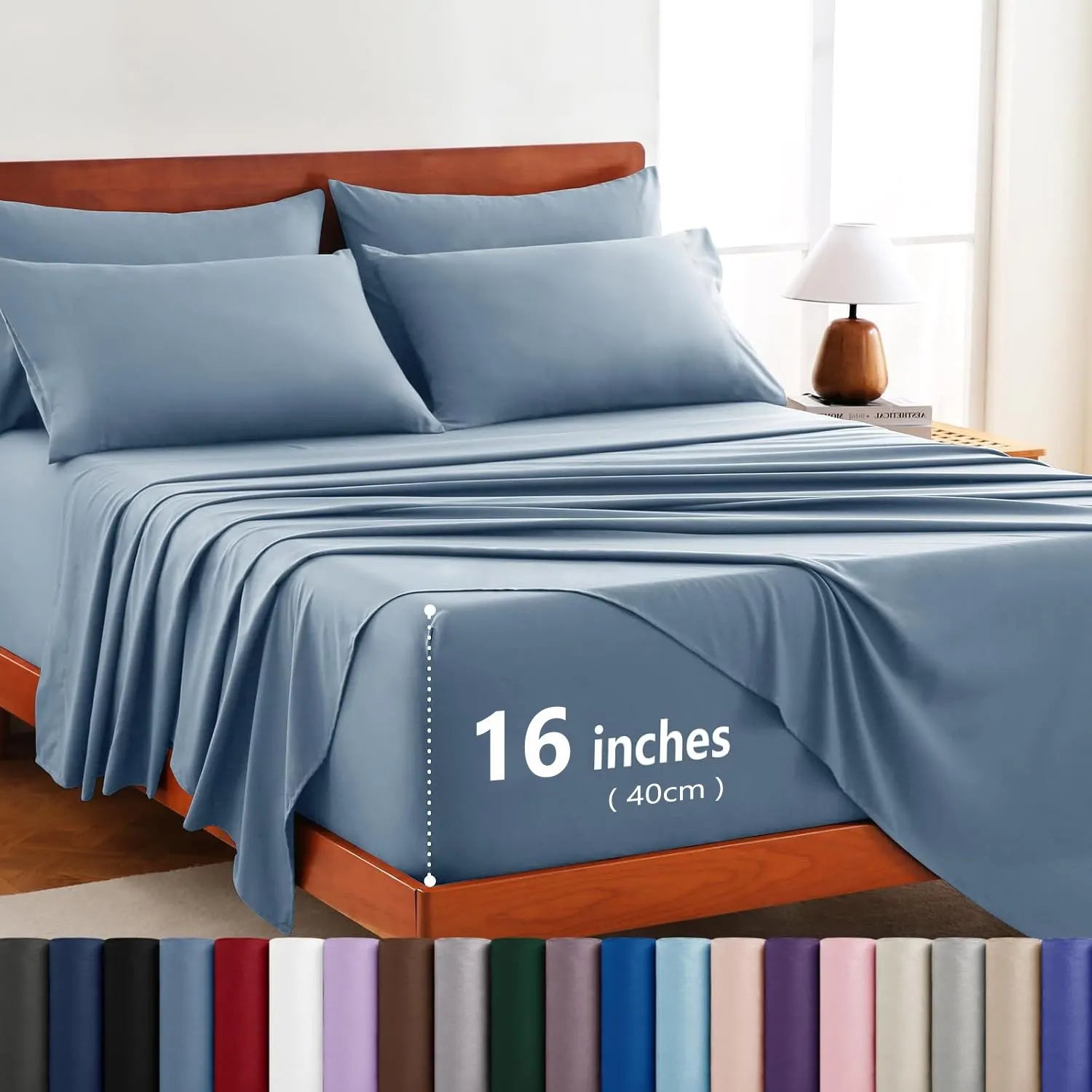 Hotel Soft Bed Sheet Set- Bedding Sheets & Pillowcases -Breathable Bedding - Wrinkle, Fade, Stain Resistant-Deep Pocket Flat Fitted Bed Sheet Set(Ocean,Super King)