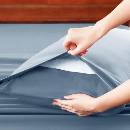 Hotel Soft Bed Sheet Set- Bedding Sheets & Pillowcases -Breathable Bedding - Wrinkle, Fade, Stain Resistant-Deep Pocket Flat Fitted Bed Sheet Set(Ocean,Super King) - Image 5