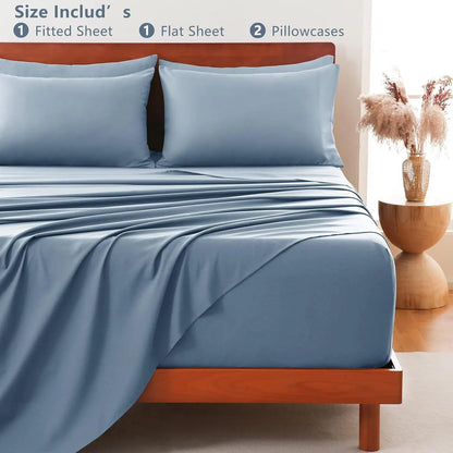 Hotel Soft Bed Sheet Set- Bedding Sheets & Pillowcases -Breathable Bedding - Wrinkle, Fade, Stain Resistant-Deep Pocket Flat Fitted Bed Sheet Set(Ocean,Super King) - Image 7