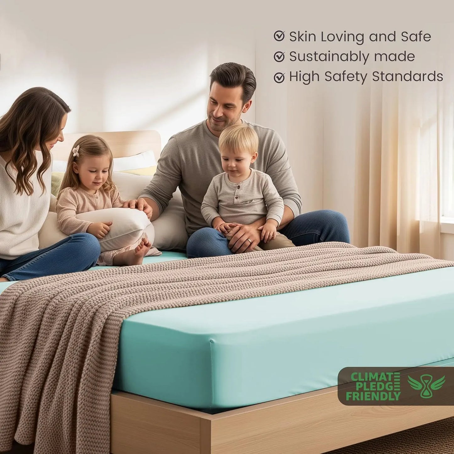 Hotel Quality Fitted Sheet - 1 Piece Fitted Sheet  -Breathable Bedding - Wrinkle, Fade, Stain Resistant- 16inch/40cm Deep Pocket Fitted Bed Sheet-Wrinkle and Fade Resistant,(Ice blue,Super King) - Image 3
