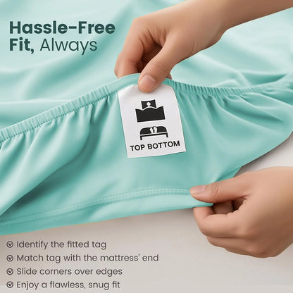 Hotel Quality Fitted Sheet - 1 Piece Fitted Sheet  -Breathable Bedding - Wrinkle, Fade, Stain Resistant- 16inch/40cm Deep Pocket Fitted Bed Sheet-Wrinkle and Fade Resistant,(Ice blue,Super King) - Image 5