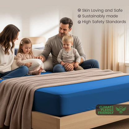 Hotel Quality Fitted Sheet - 1 Piece Fitted Sheet  -Breathable Bedding - Wrinkle, Fade, Stain Resistant- 16inch/40cm Deep Pocket Fitted Bed Sheet-Wrinkle and Fade Resistant,(Royal blue,Super King) - Image 3