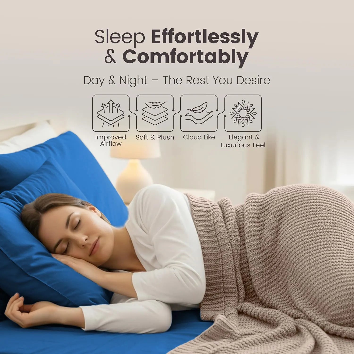Hotel Quality Fitted Sheet - 1 Piece Fitted Sheet  -Breathable Bedding - Wrinkle, Fade, Stain Resistant- 16inch/40cm Deep Pocket Fitted Bed Sheet-Wrinkle and Fade Resistant,(Royal blue,Super King) - Image 4