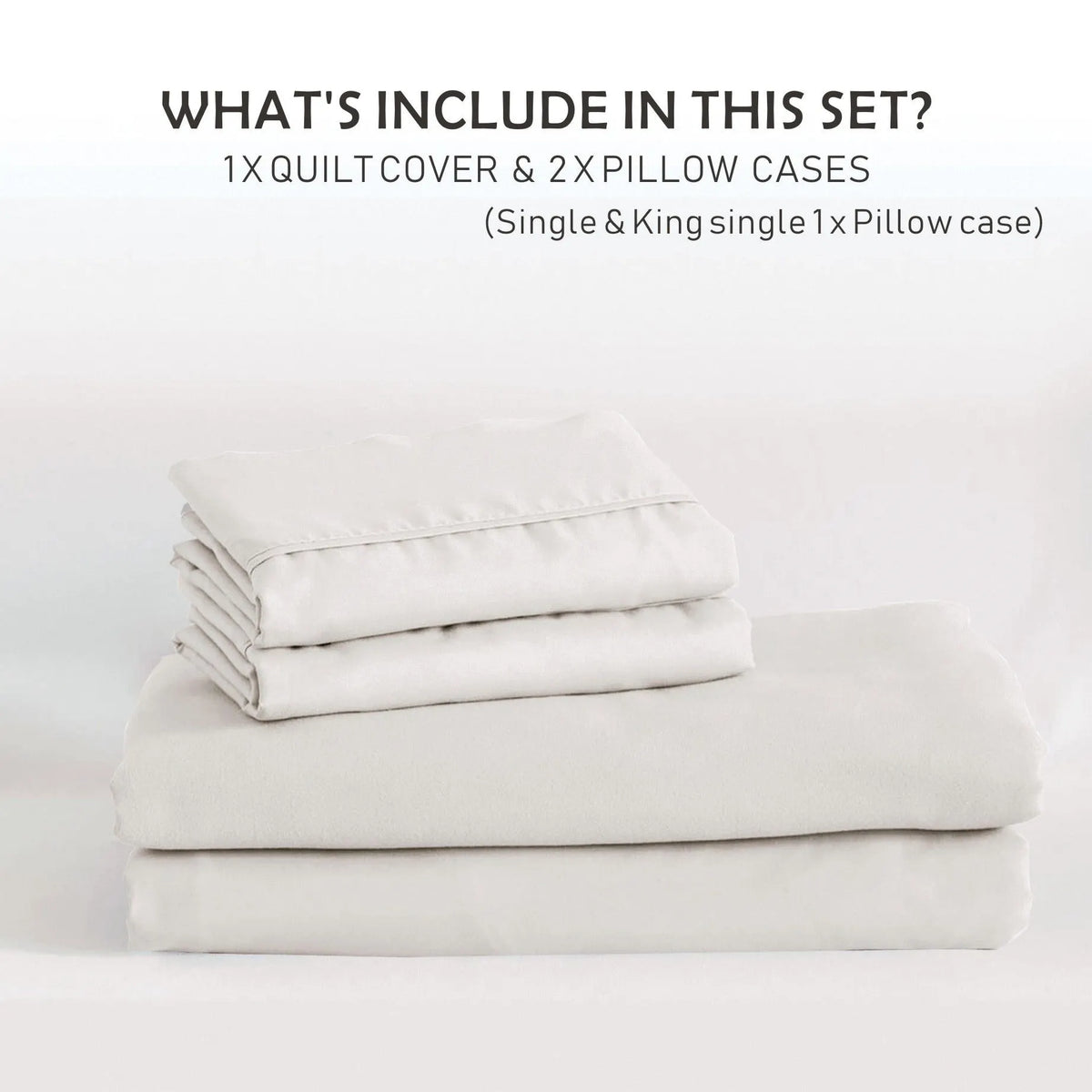 3 Piece Hotel Soft Microfiber Quilt Cover Set-2000TC Duvet/Donna Cover Set & Pillowcases -1 Quilt Cover Zipper Closure & 1 x Pillowcases-Breathable Bedding - Wrinkle, Fade, Stain Resistant(Raw white,Double) - Image 7
