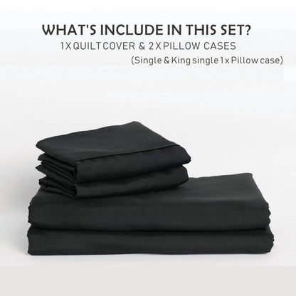 3 Piece Hotel Soft Microfiber Quilt Cover Set-2000TC Duvet/Donna Cover Set & Pillowcases -1 Quilt Cover Zipper Closure & 1 x Pillowcases-Breathable Bedding - Wrinkle, Fade, Stain Resistant(Black,Double) - Image 6