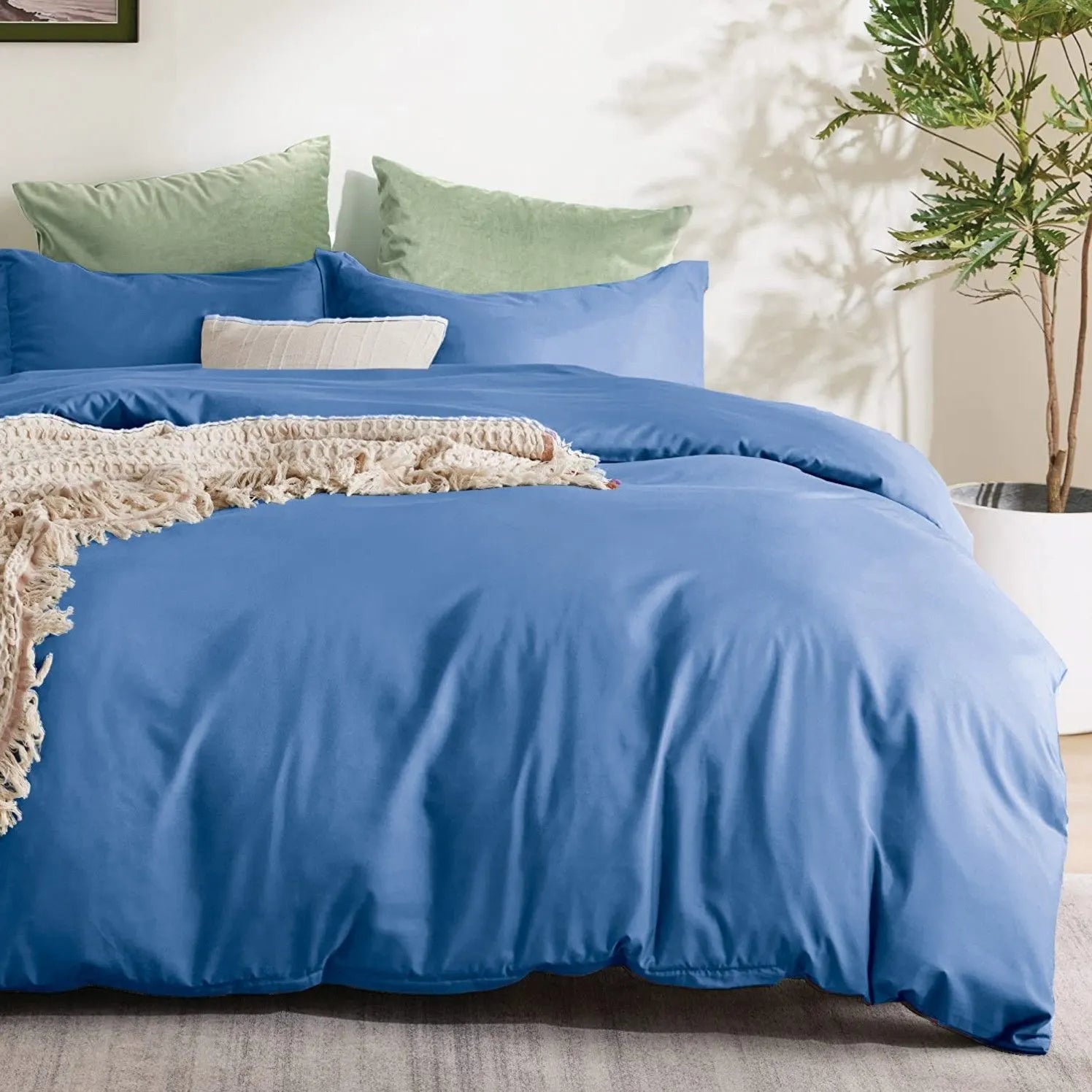 3 Piece Hotel Soft Microfiber Quilt Cover Set-2000TC Duvet/Donna Cover Set & Pillowcases -1 Quilt Cover Zipper Closure & 1 x Pillowcases-Breathable Bedding - Wrinkle, Fade, Stain Resistant(Ocean,Double) - Image 5