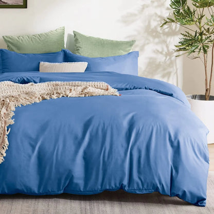 3 Piece Hotel Soft Microfiber Quilt Cover Set-2000TC Duvet/Donna Cover Set & Pillowcases -1 Quilt Cover Zipper Closure & 1 x Pillowcases-Breathable Bedding - Wrinkle, Fade, Stain Resistant(Ocean,Double) - Image 5