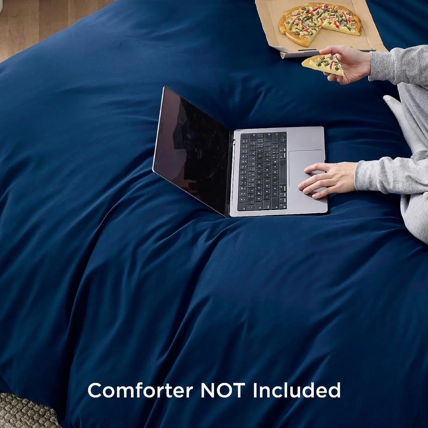 3 Piece Hotel Soft Microfiber Quilt Cover Set-2000TC Duvet/Donna Cover Set & Pillowcases -1 Quilt Cover Zipper Closure & 1 x Pillowcases-Breathable Bedding - Wrinkle, Fade, Stain Resistant(Navy,Double) - Image 5