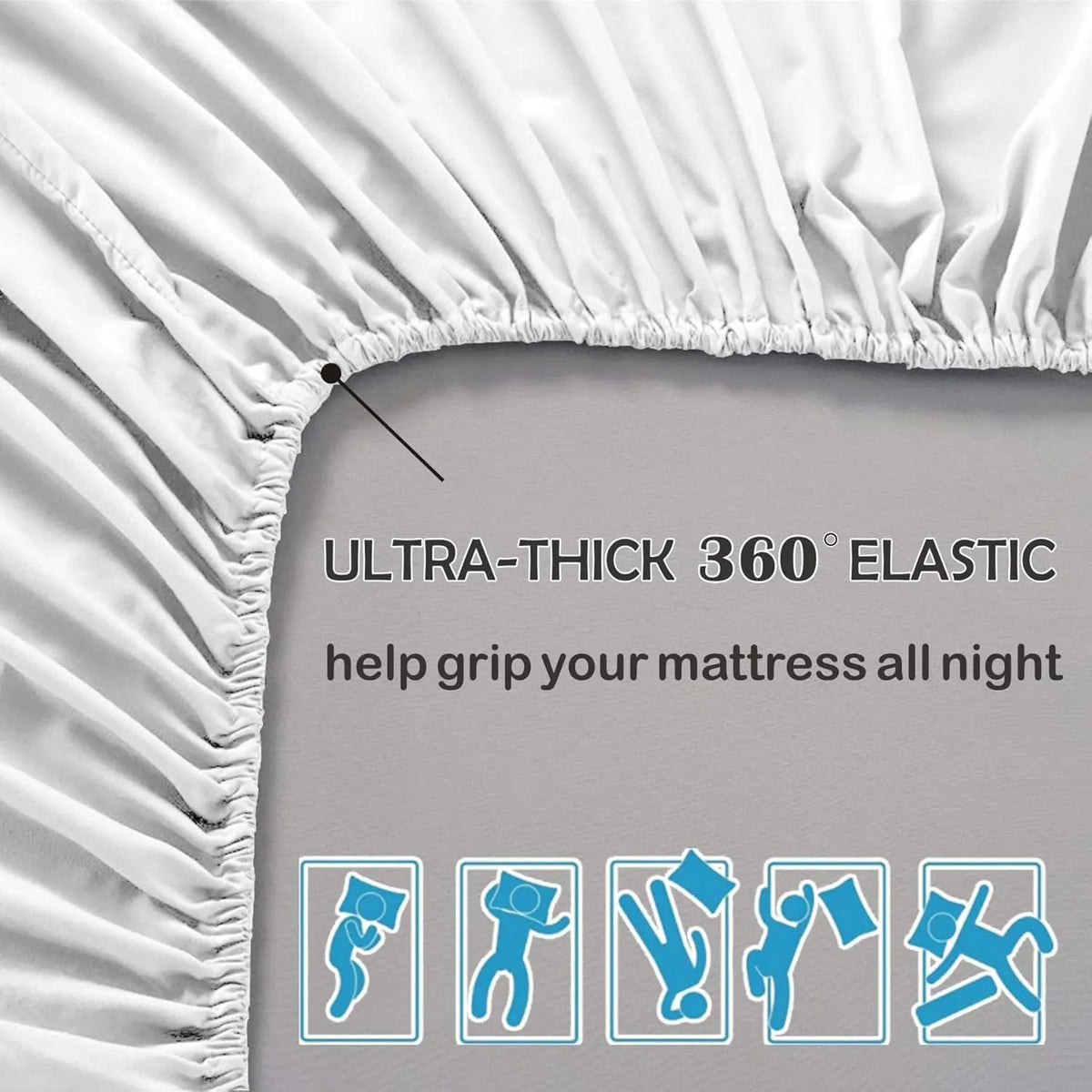 3 Piece Fitted Sheet Set- Fitted Sheet & Pillowcases -Breathable Bedding - Wrinkle, Fade, Stain Resistant- 40cm Deep Pocket Fitted Bed Sheet Set(White,Double) - Image 8