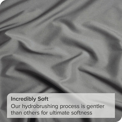 3 Piece Fitted Sheet Set- Fitted Sheet & Pillowcases -Breathable Bedding - Wrinkle, Fade, Stain Resistant- 40cm Deep Pocket Fitted Bed Sheet Set(Grey,Double) - Image 7