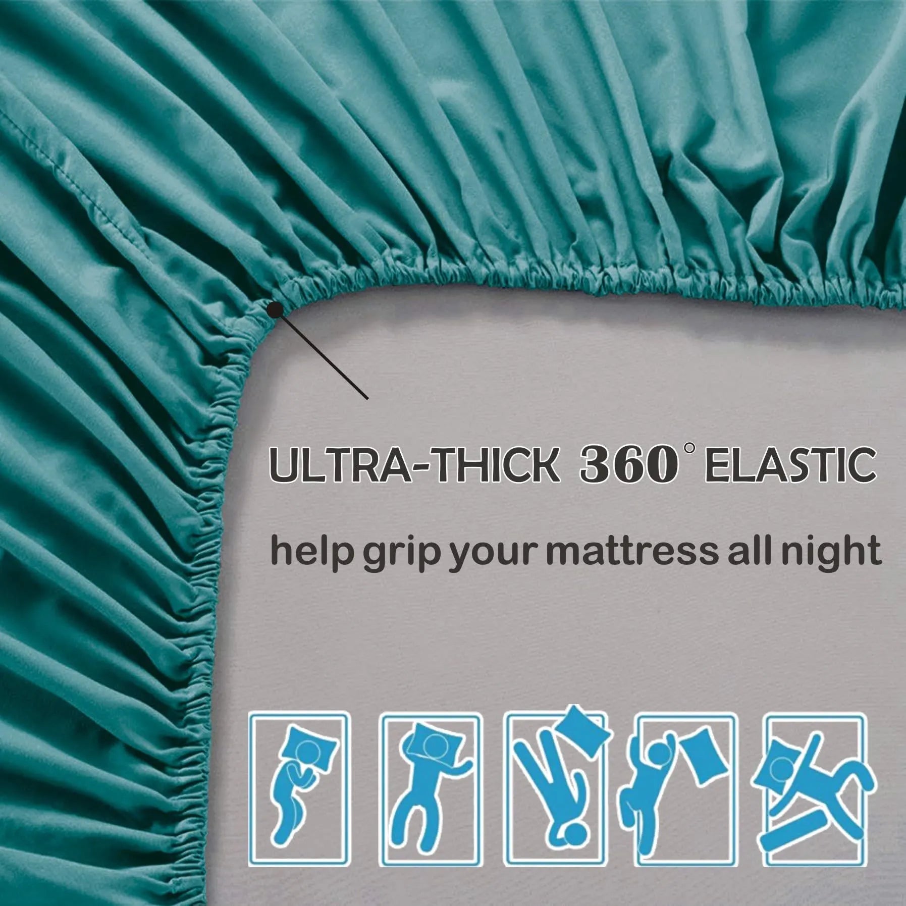 3 Piece Fitted Sheet Set- Fitted Sheet & Pillowcases -Breathable Bedding - Wrinkle, Fade, Stain Resistant- 40cm Deep Pocket Fitted Bed Sheet Set(Biscay blue,Double) - Image 6