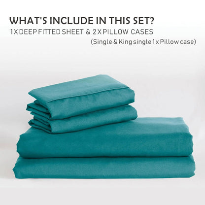 3 Piece Fitted Sheet Set- Fitted Sheet & Pillowcases -Breathable Bedding - Wrinkle, Fade, Stain Resistant- 40cm Deep Pocket Fitted Bed Sheet Set(Biscay blue,Double) - Image 7