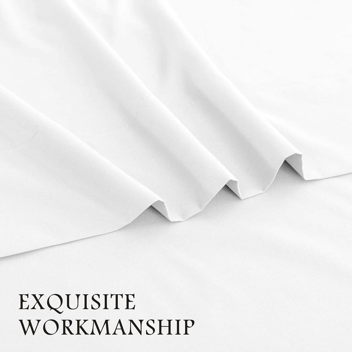 4 Piece Bed Sheet Set- Bedding Sheets & Pillowcases -Breathable Bedding - Wrinkle, Fade, Stain Resistant-Deep Pocket Flat Fitted Bed Sheet Set(White,Double) - Image 4