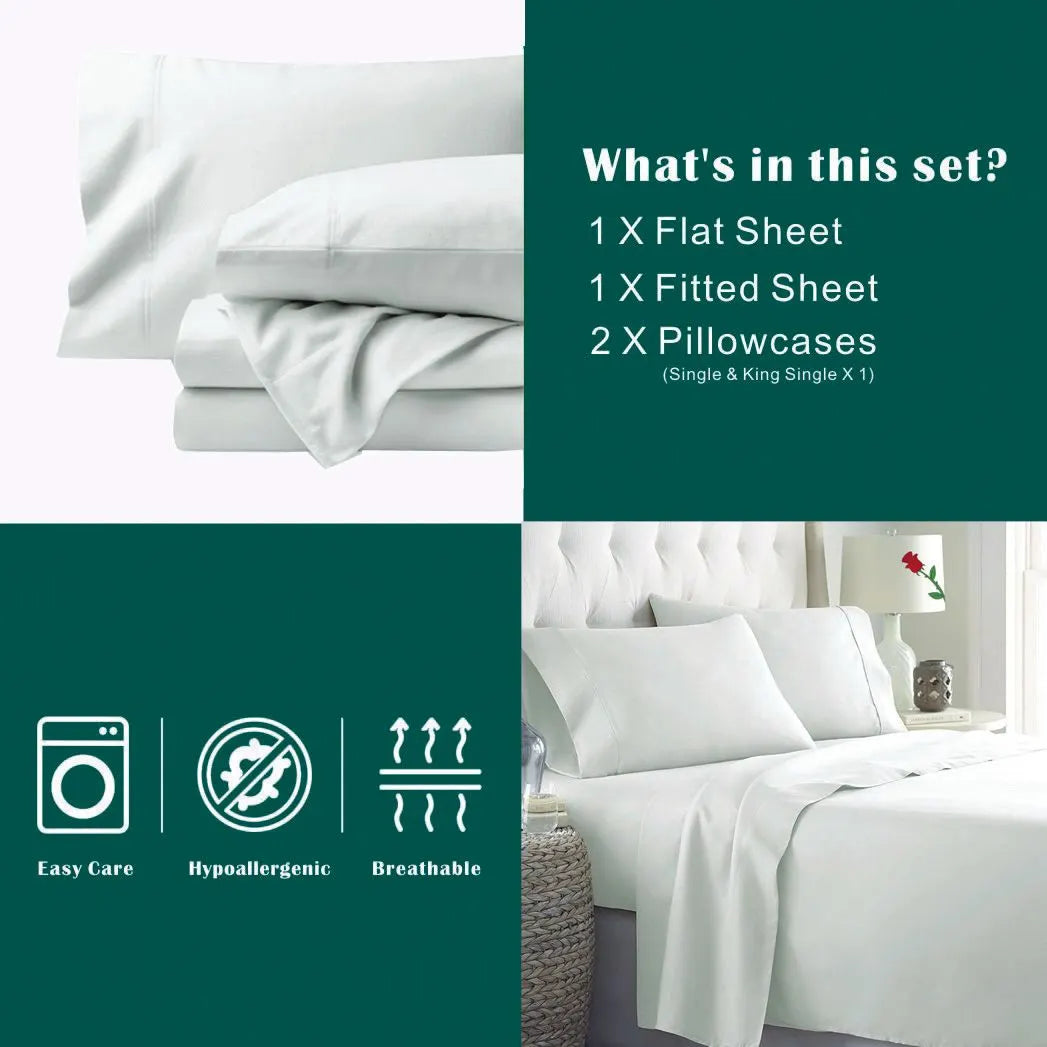 4 Piece Bed Sheet Set- Bedding Sheets & Pillowcases -Breathable Bedding - Wrinkle, Fade, Stain Resistant-Deep Pocket Flat Fitted Bed Sheet Set(Raw white,Double) - Image 6