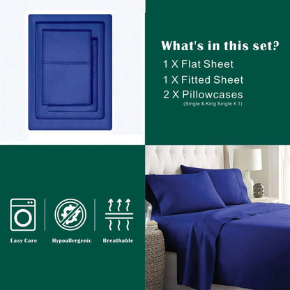 4 Piece Bed Sheet Set- Bedding Sheets & Pillowcases -Breathable Bedding - Wrinkle, Fade, Stain Resistant-Deep Pocket Flat Fitted Bed Sheet Set(Royal blue,Double) - Image 4