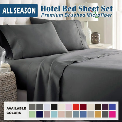 4 Piece Bed Sheet Set- Bedding Sheets & Pillowcases -Breathable Bedding - Wrinkle, Fade, Stain Resistant-Deep Pocket Flat Fitted Bed Sheet Set(Dark gray,Double)