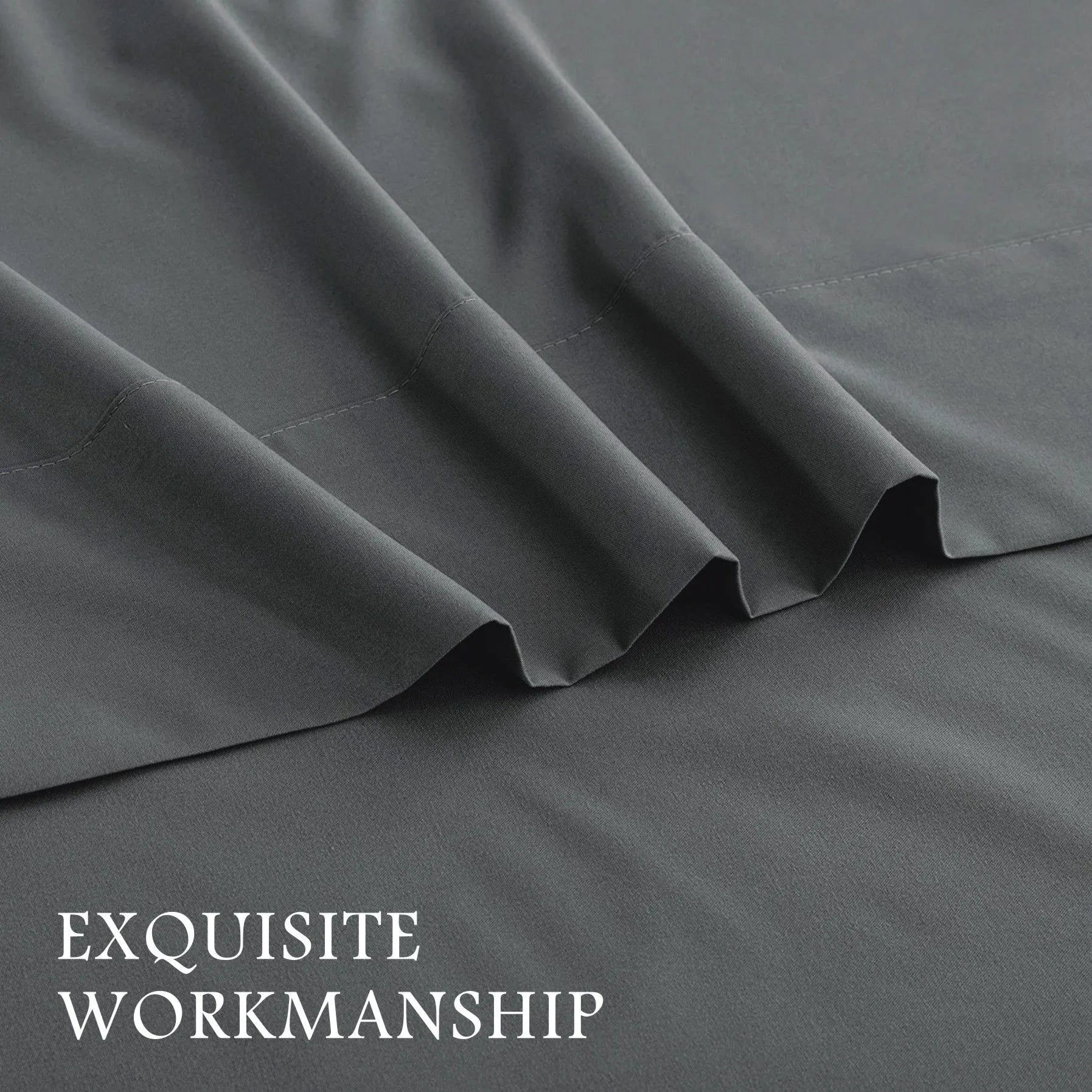 4 Piece Bed Sheet Set- Bedding Sheets & Pillowcases -Breathable Bedding - Wrinkle, Fade, Stain Resistant-Deep Pocket Flat Fitted Bed Sheet Set(Dark gray,Double) - Image 3