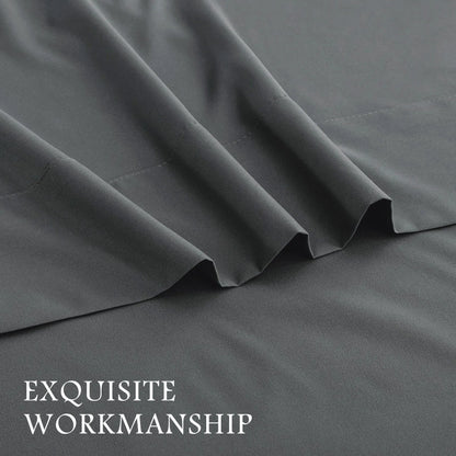 4 Piece Bed Sheet Set- Bedding Sheets & Pillowcases -Breathable Bedding - Wrinkle, Fade, Stain Resistant-Deep Pocket Flat Fitted Bed Sheet Set(Dark gray,Double) - Image 3