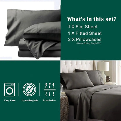 4 Piece Bed Sheet Set- Bedding Sheets & Pillowcases -Breathable Bedding - Wrinkle, Fade, Stain Resistant-Deep Pocket Flat Fitted Bed Sheet Set(Dark gray,Double) - Image 7