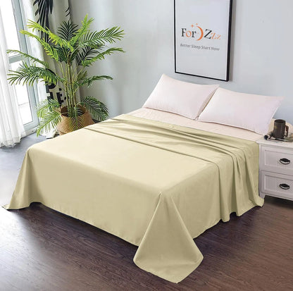 Elegant Comfort Premium Hotel Quality 1-Piece Double Flat Sheet, Luxury and Softest 2000 Thread Count Bedding Flat Sheet(Double,Cream White)