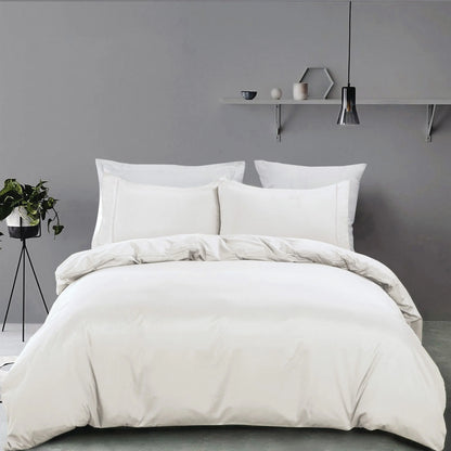3 Piece Hotel Soft Microfiber Quilt Cover Set-2000TC Duvet/Donna Cover Set & Pillowcases -1 Quilt Cover Zipper Closure & 1 x Pillowcases-Breathable Bedding - Wrinkle, Fade, Stain Resistant(Raw white,King) - Image 6