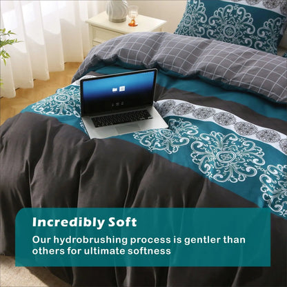 3 Piece Hotel Soft Microfiber Quilt Cover Set-2000TC Duvet/Donna Cover Set & Pillowcases -1 Quilt Cover Zipper Closure & 1 x Pillowcases-Breathable Bedding - Wrinkle, Fade, Stain Resistant(Bohemian,King) - Image 5