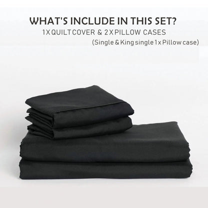 3 Piece Hotel Soft Microfiber Quilt Cover Set-2000TC Duvet/Donna Cover Set & Pillowcases -1 Quilt Cover Zipper Closure & 1 x Pillowcases-Breathable Bedding - Wrinkle, Fade, Stain Resistant(Black,King) - Image 6