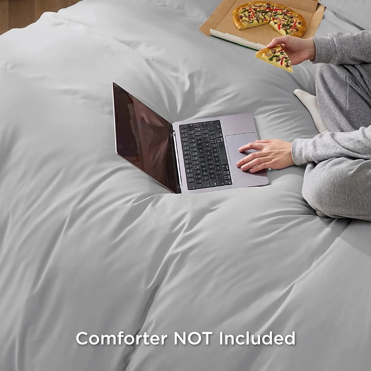 3 Piece Hotel Soft Microfiber Quilt Cover Set-2000TC Duvet/Donna Cover Set & Pillowcases -1 Quilt Cover Zipper Closure & 1 x Pillowcases-Breathable Bedding - Wrinkle, Fade, Stain Resistant(Silver-gray,King) - Image 6