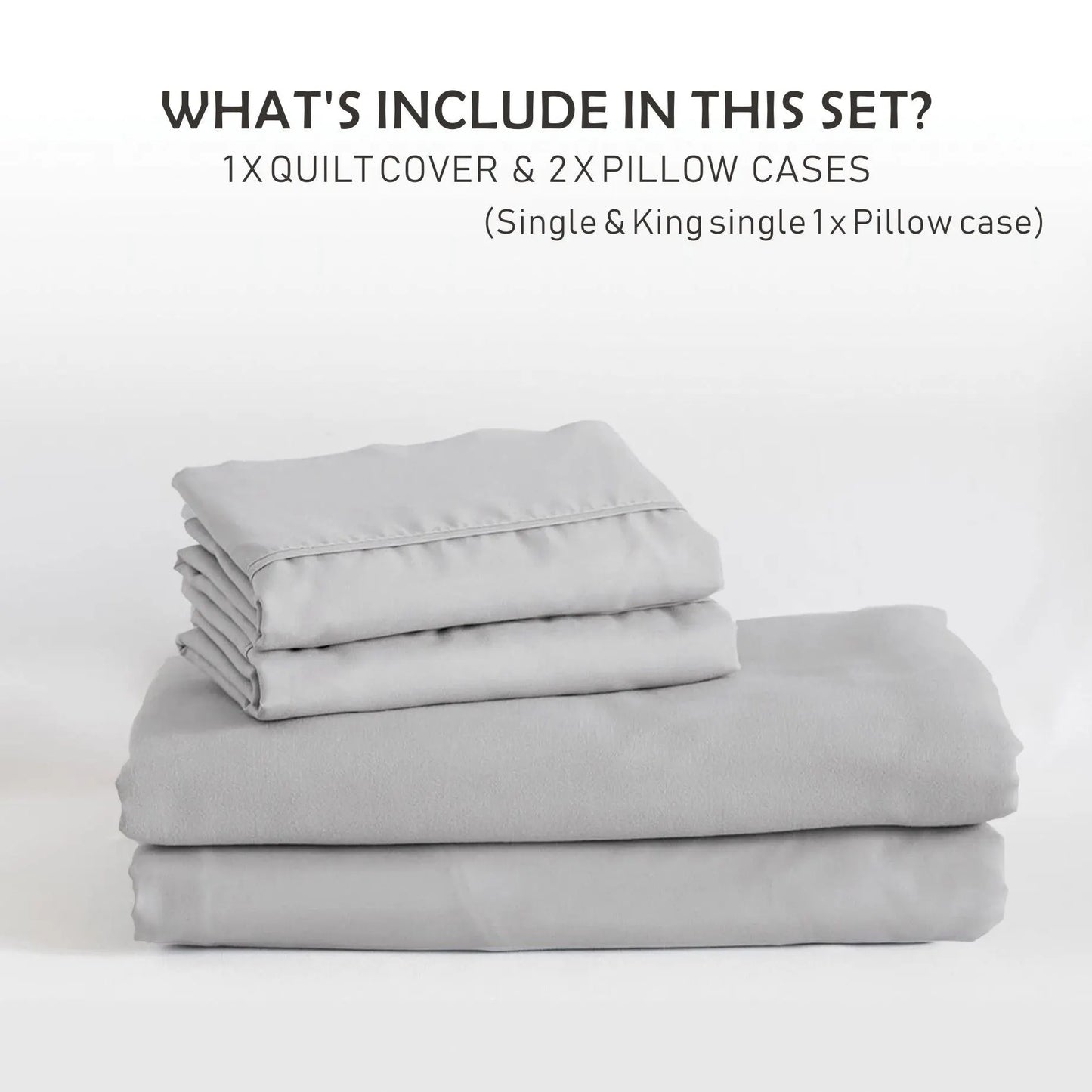 3 Piece Hotel Soft Microfiber Quilt Cover Set-2000TC Duvet/Donna Cover Set & Pillowcases -1 Quilt Cover Zipper Closure & 1 x Pillowcases-Breathable Bedding - Wrinkle, Fade, Stain Resistant(Silver-gray,King) - Image 7