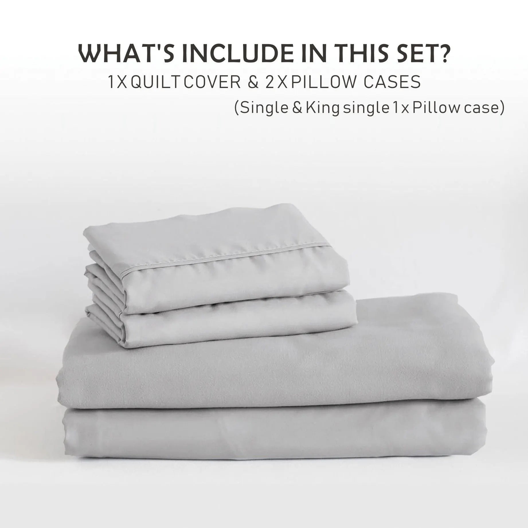 3 Piece Hotel Soft Microfiber Quilt Cover Set-2000TC Duvet/Donna Cover Set & Pillowcases -1 Quilt Cover Zipper Closure & 1 x Pillowcases-Breathable Bedding - Wrinkle, Fade, Stain Resistant(Silver-gray,King) - Image 7