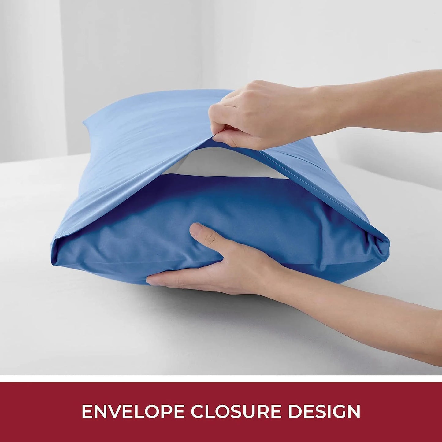 3 Piece Fitted Sheet Set- Fitted Sheet & Pillowcases -Breathable Bedding - Wrinkle, Fade, Stain Resistant- 40cm Deep Pocket Fitted Bed Sheet Set(Ocean,King) - Image 4