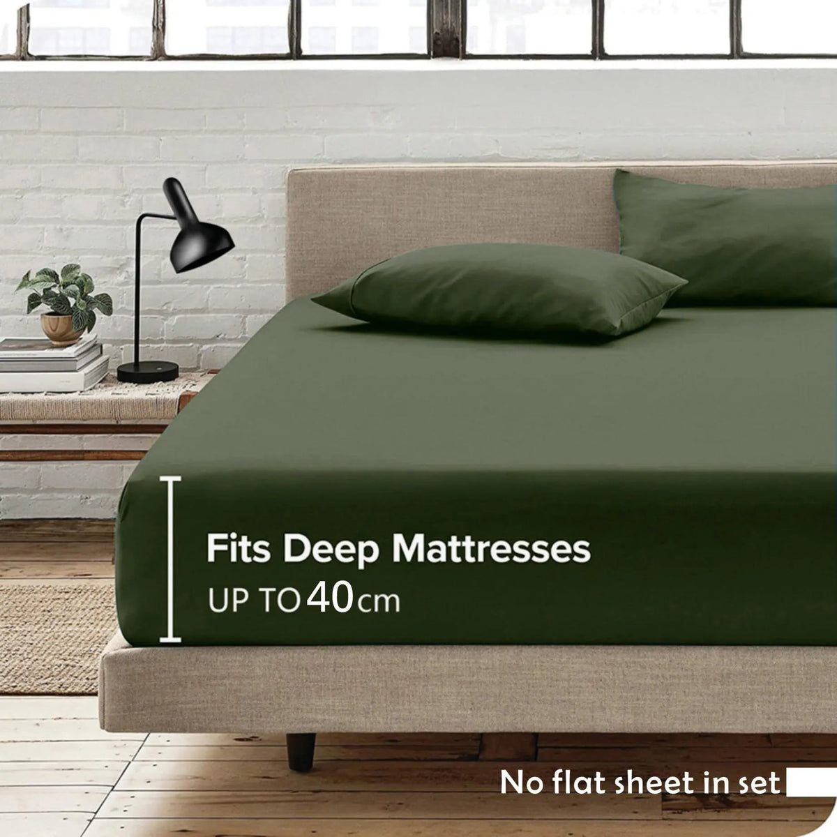 3 Piece Fitted Sheet Set- Fitted Sheet & Pillowcases -Breathable Bedding - Wrinkle, Fade, Stain Resistant- 40cm Deep Pocket Fitted Bed Sheet Set(Olive green,King)