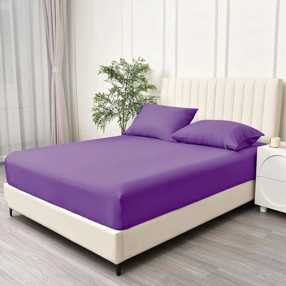 3 Piece Fitted Sheet Set- Fitted Sheet & Pillowcases -Breathable Bedding - Wrinkle, Fade, Stain Resistant- 40cm Deep Pocket Fitted Bed Sheet Set(Purple,King) - Image 2