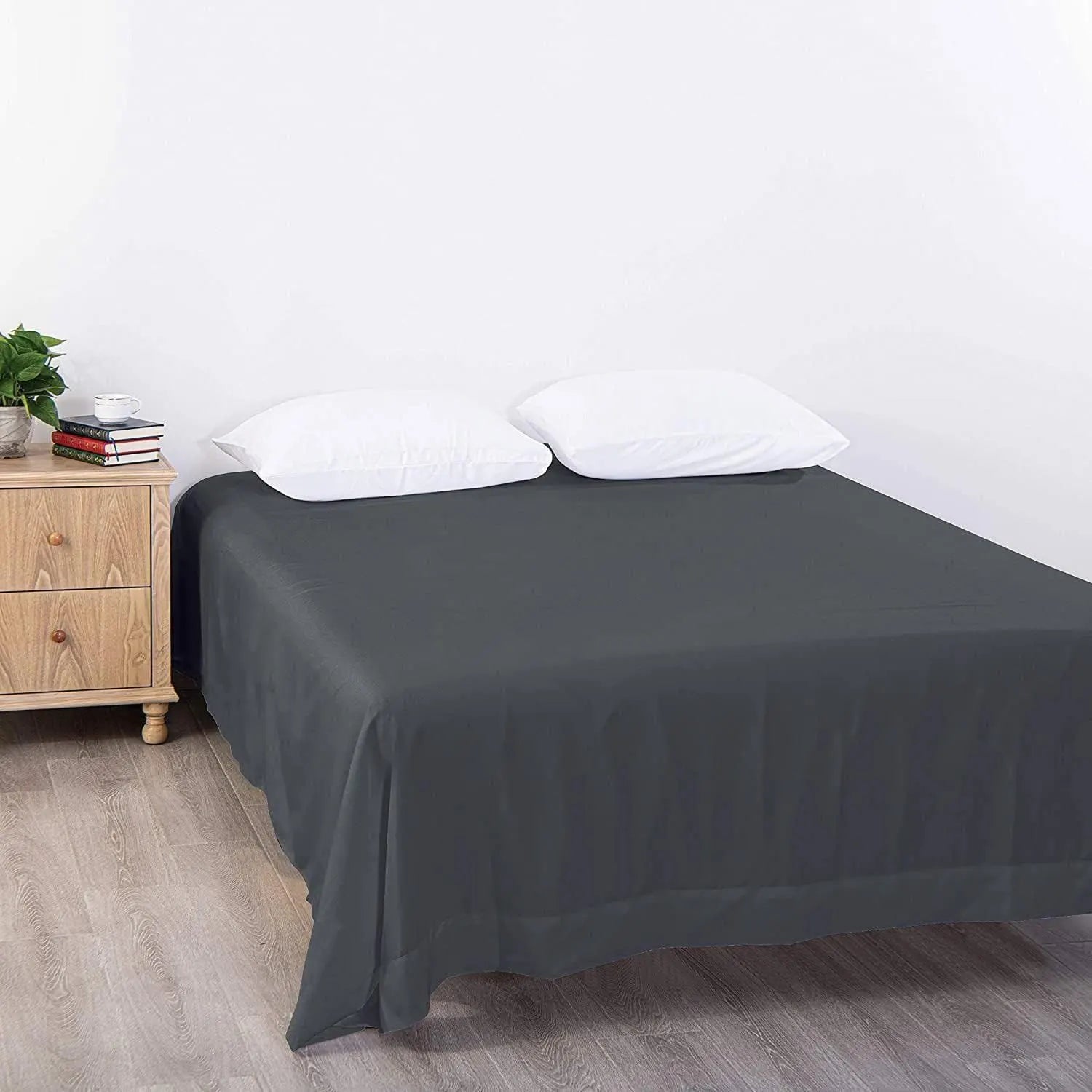 Elegant Comfort Premium Hotel Quality 1-Piece King Flat Sheet, Luxury and Softest 2000 Thread Count Bedding Flat Sheet(King,Dark gray) - Image 2