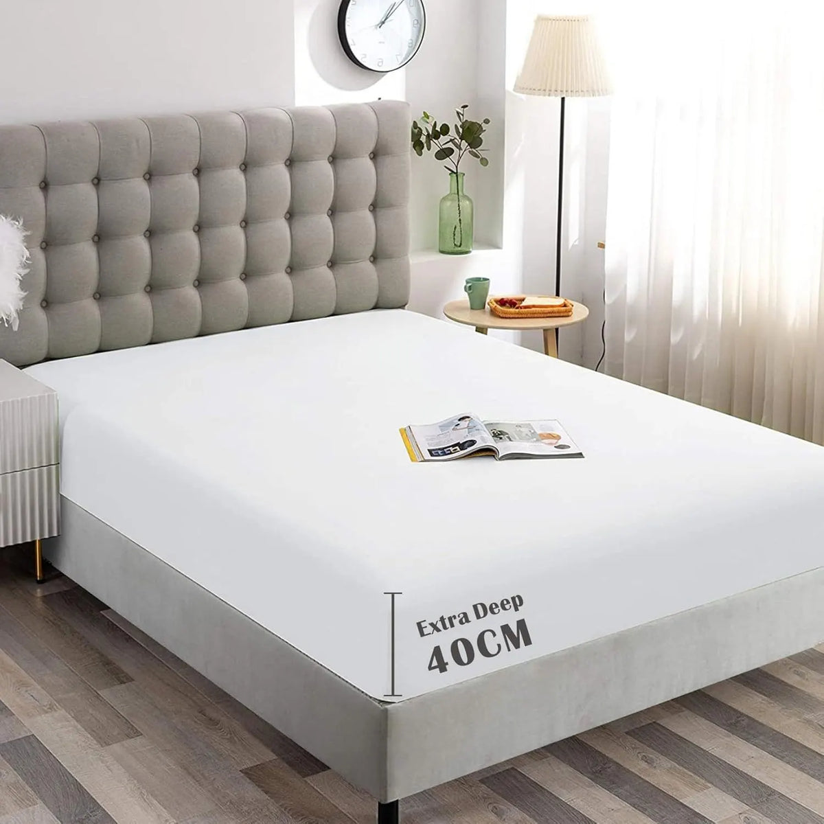 Hotel Quality Fitted Sheet - 1 Piece Fitted Sheet  -Breathable Bedding - Wrinkle, Fade, Stain Resistant- 16inch/40cm Deep Pocket Fitted Bed Sheet-Wrinkle and Fade Resistant,(White,King)