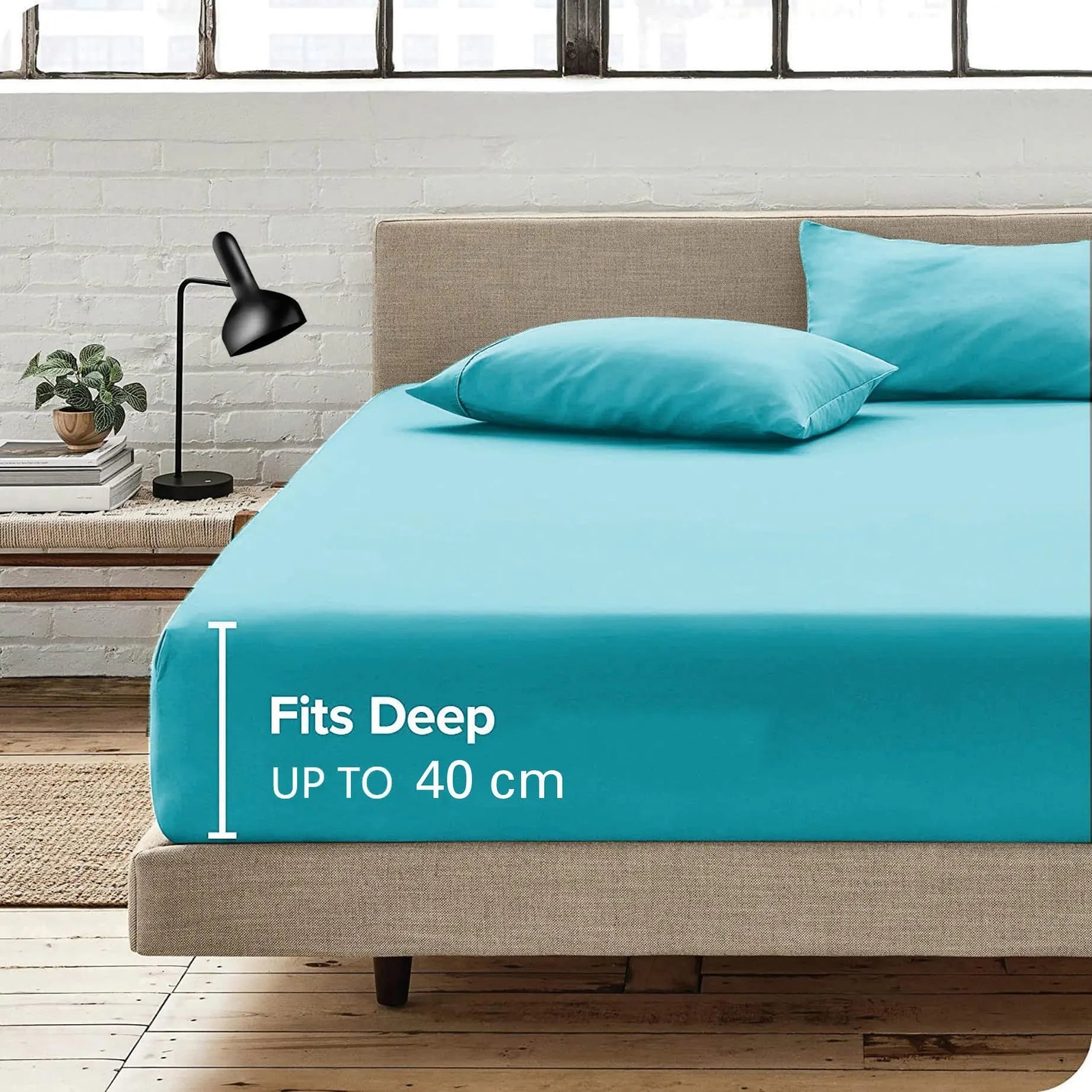 Hotel Quality Fitted Sheet - 1 Piece Fitted Sheet  -Breathable Bedding - Wrinkle, Fade, Stain Resistant- 16inch/40cm Deep Pocket Fitted Bed Sheet-Wrinkle and Fade Resistant,(Ice blue,King) - Image 4