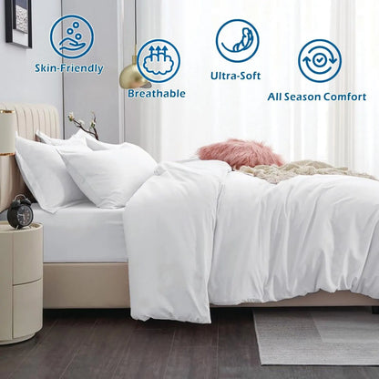 2 Piece Hotel Soft Microfiber Quilt Cover Set-2000TC Duvet/Donna Cover Set & Pillowcases -1 Quilt Cover Zipper Closure & 1 x Pillowcases-Breathable Bedding - Wrinkle, Fade, Stain Resistant(White,King Single) - Image 2