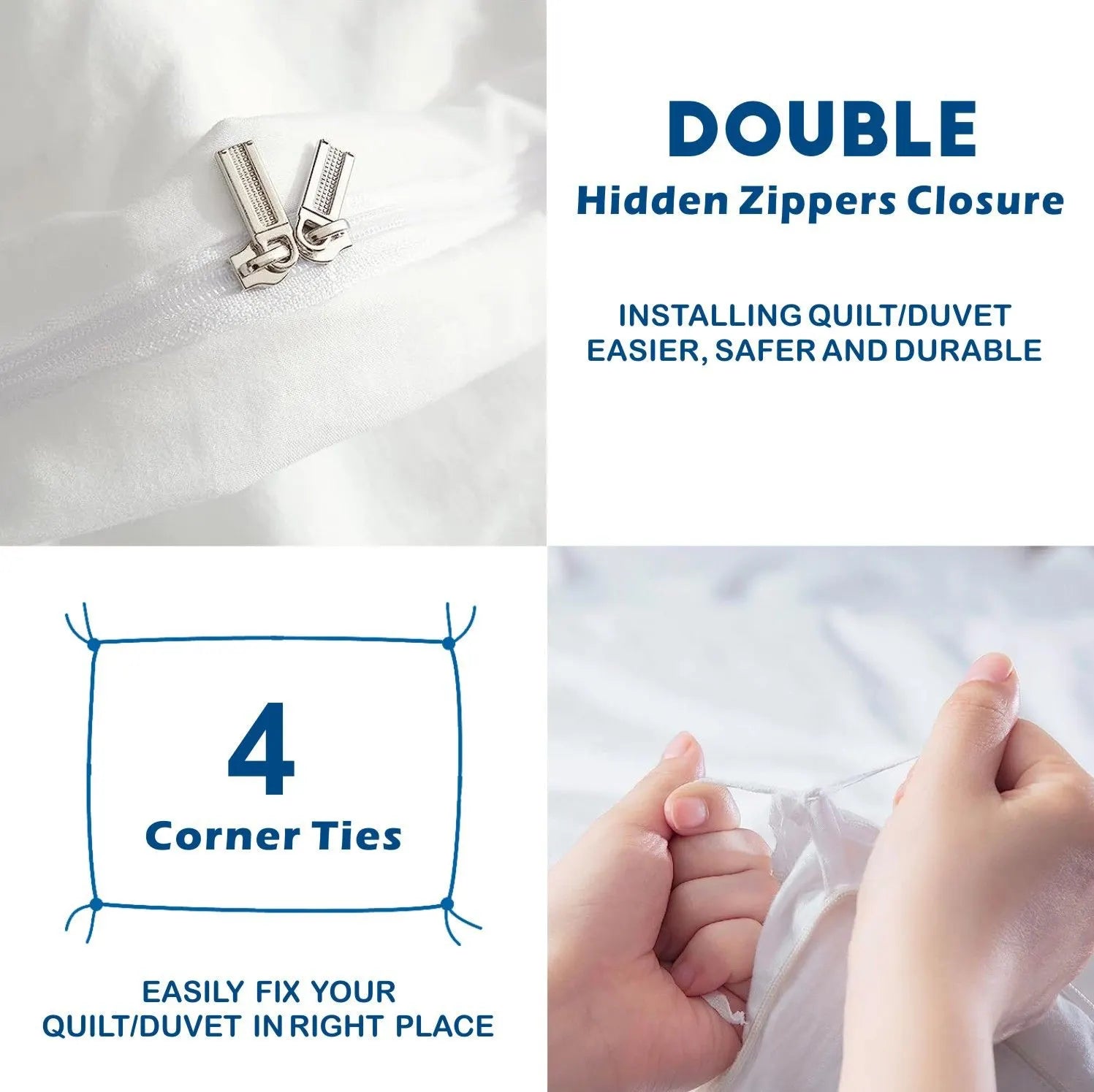2 Piece Hotel Soft Microfiber Quilt Cover Set-2000TC Duvet/Donna Cover Set & Pillowcases -1 Quilt Cover Zipper Closure & 1 x Pillowcases-Breathable Bedding - Wrinkle, Fade, Stain Resistant(White,King Single) - Image 3