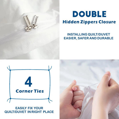 2 Piece Hotel Soft Microfiber Quilt Cover Set-2000TC Duvet/Donna Cover Set & Pillowcases -1 Quilt Cover Zipper Closure & 1 x Pillowcases-Breathable Bedding - Wrinkle, Fade, Stain Resistant(White,King Single) - Image 3