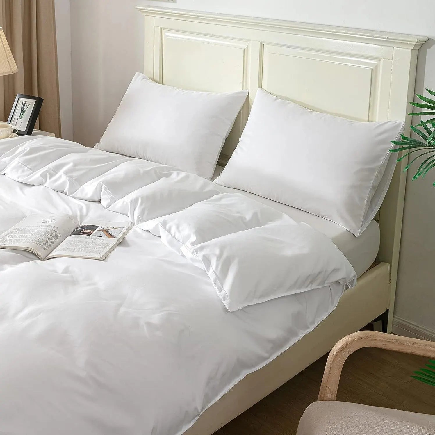2 Piece Hotel Soft Microfiber Quilt Cover Set-2000TC Duvet/Donna Cover Set & Pillowcases -1 Quilt Cover Zipper Closure & 1 x Pillowcases-Breathable Bedding - Wrinkle, Fade, Stain Resistant(White,King Single) - Image 5