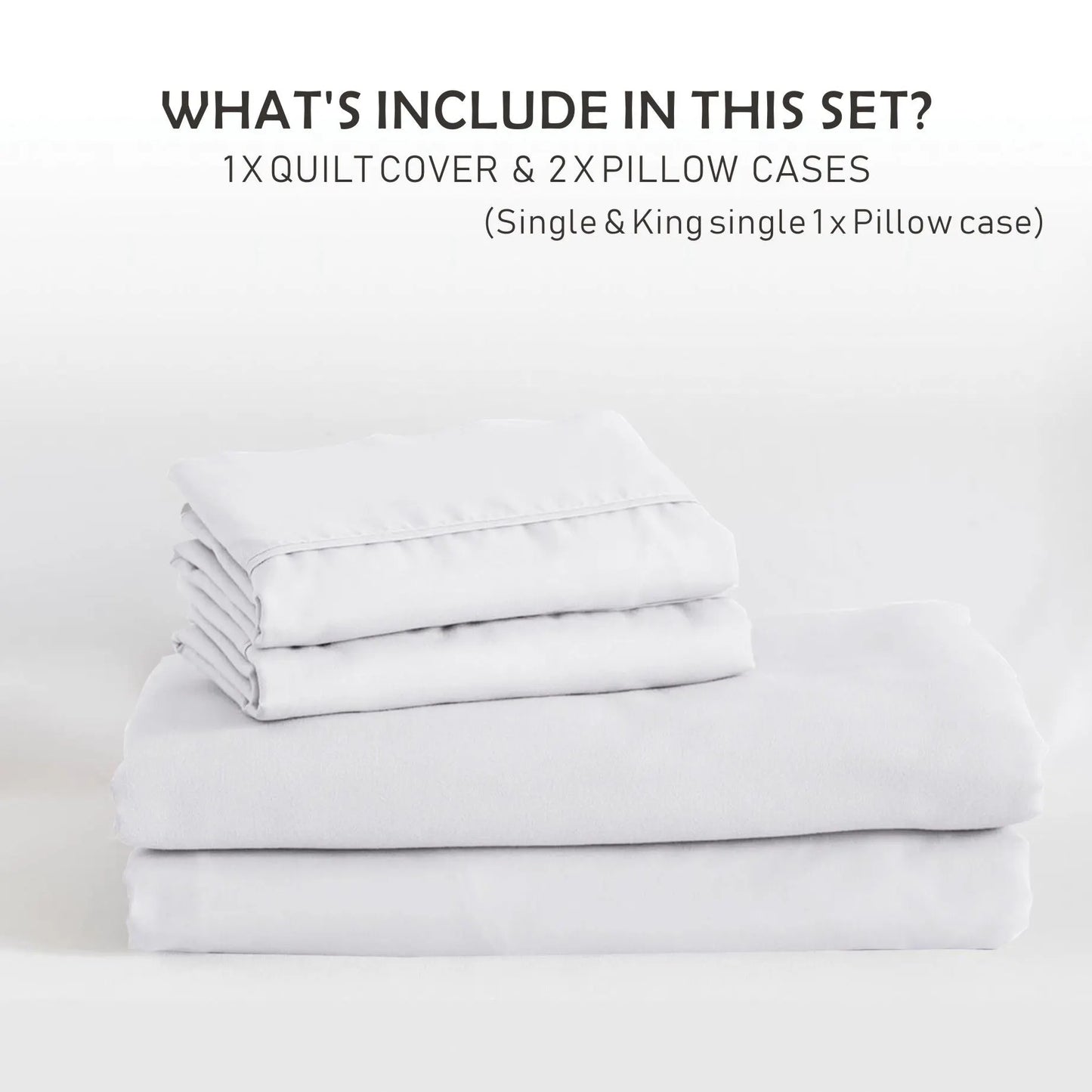 2 Piece Hotel Soft Microfiber Quilt Cover Set-2000TC Duvet/Donna Cover Set & Pillowcases -1 Quilt Cover Zipper Closure & 1 x Pillowcases-Breathable Bedding - Wrinkle, Fade, Stain Resistant(White,King Single) - Image 6