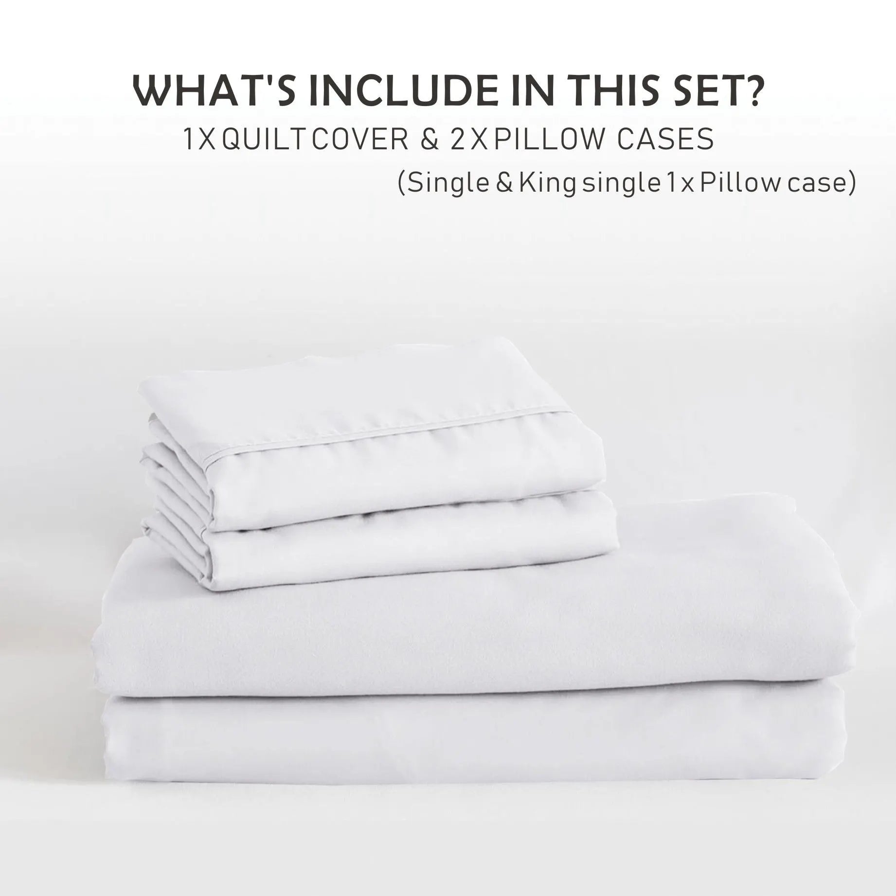 2 Piece Hotel Soft Microfiber Quilt Cover Set-2000TC Duvet/Donna Cover Set & Pillowcases -1 Quilt Cover Zipper Closure & 1 x Pillowcases-Breathable Bedding - Wrinkle, Fade, Stain Resistant(White,King Single) - Image 6