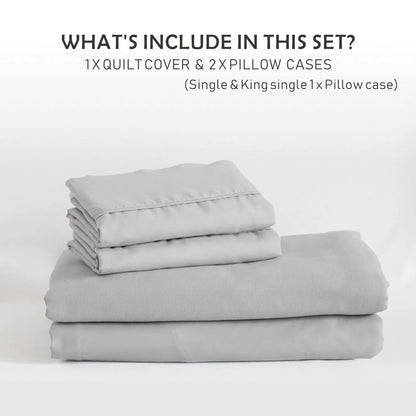 2 Piece Hotel Soft Microfiber Quilt Cover Set-2000TC Duvet/Donna Cover Set & Pillowcases -1 Quilt Cover Zipper Closure & 1 x Pillowcases-Breathable Bedding - Wrinkle, Fade, Stain Resistant(Silver-gray,King Single) - Image 7