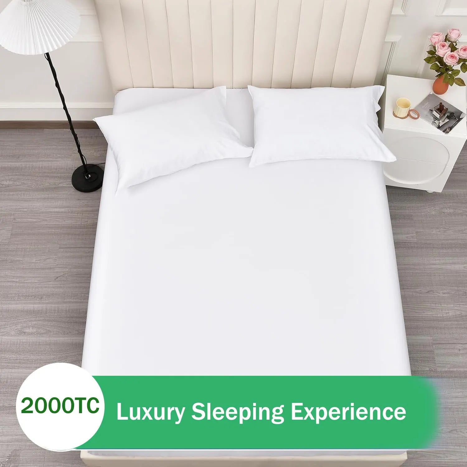 2 Piece Fitted Sheet Set- Fitted Sheet & Pillowcases -Breathable Bedding - Wrinkle, Fade, Stain Resistant- 40cm Deep Pocket Fitted Bed Sheet Set(Raw white,King Single) - Image 5