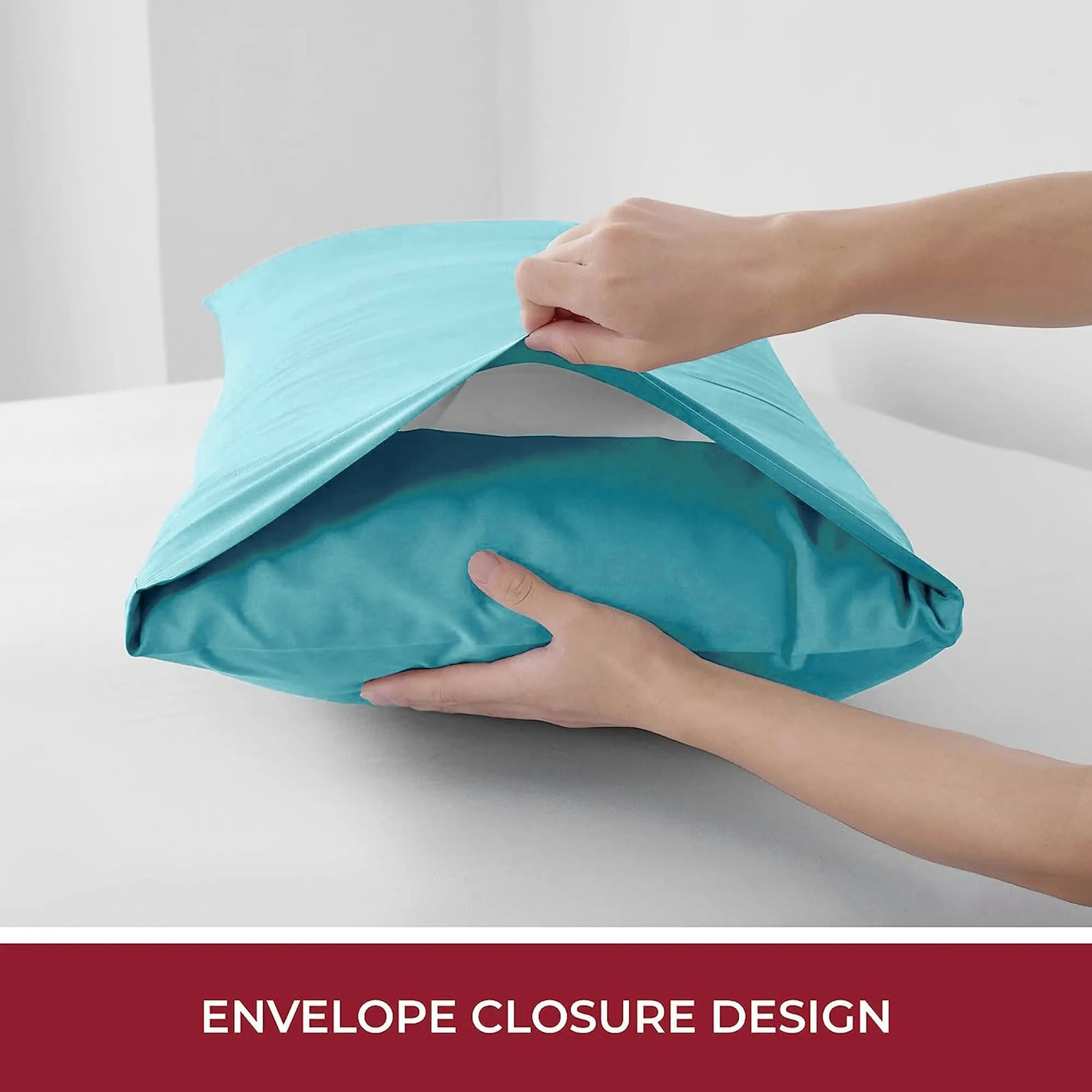 2 Piece Fitted Sheet Set- Fitted Sheet & Pillowcases -Breathable Bedding - Wrinkle, Fade, Stain Resistant- 40cm Deep Pocket Fitted Bed Sheet Set(Ice blue,King Single) - Image 5